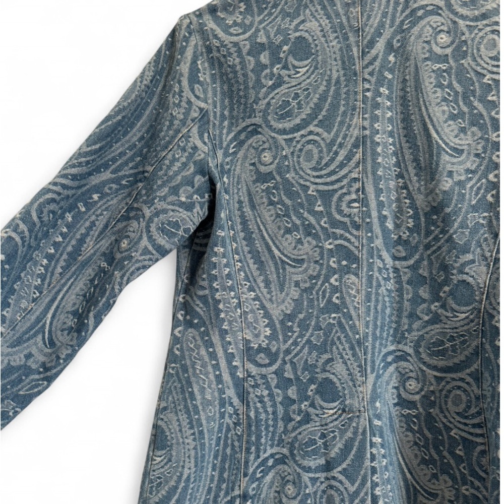 Solitaire Vintage Blue Paisley Women's Jean Jacket - Picture 3 of 4